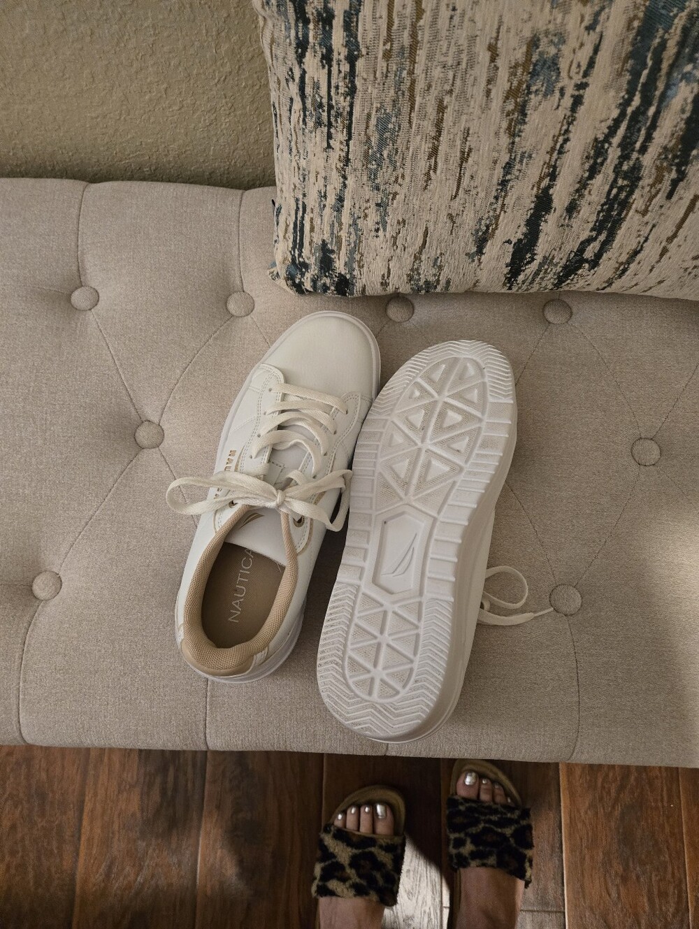 Nautica White/Beige Platform Lace-Up Sneakers - Picture 3 of 4